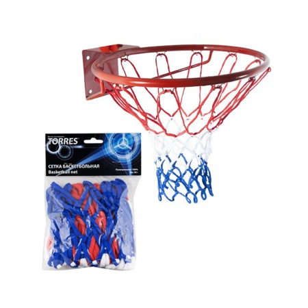 Купить Сетка баскетбольная Torres, нить 4 мм, бело-сине-красная в Тосно 
