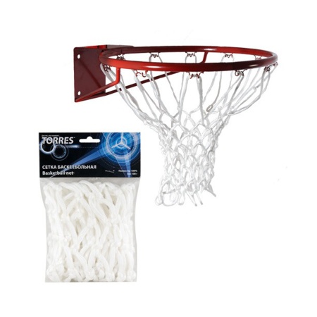 Купить Сетка баскетбольная Torres, нить 6 мм, белая в Тосно 